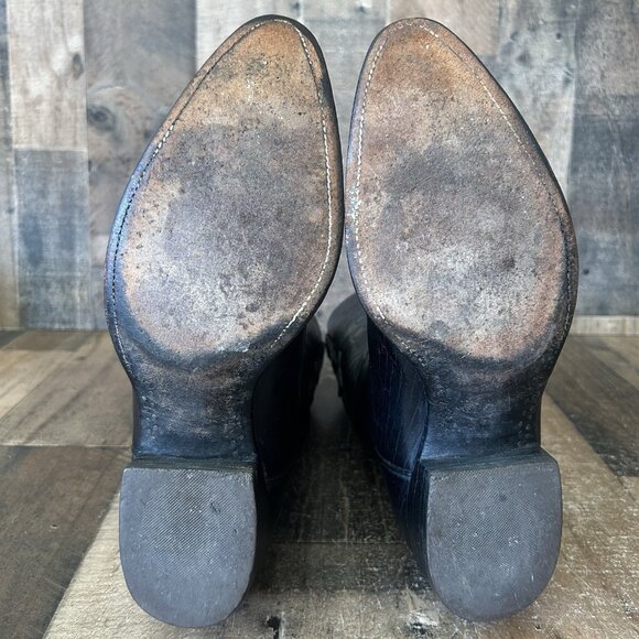 Lucchese San Antonio Vintage Ostrich Inlay Black Cowboy Boots Mens 10.5 D - Picture 5 of 12